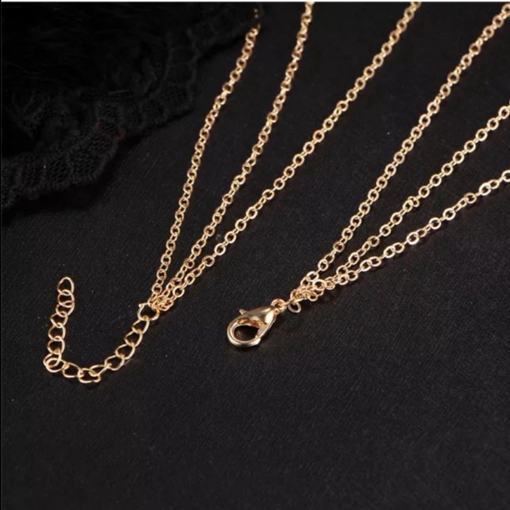 Gold Triple Tier Dangle Necklace - Picture 5 of 6